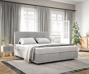 DELIFE Boxspring postel Dream-Well 180x200 cm manšestr stříbrná šedá s taštičkovou pružinovou matrací a visco topperem