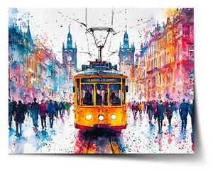 Sablio Plakát Žlutá tramvaj Paint - 60x40 cm