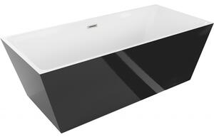 Mexen Lita, volně stojící vana 170 x 75 cm, bílá-černá, broušená ocel přepad, 52121707575-97