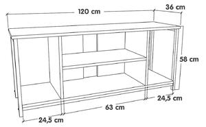 TV stolek/skříňka Hella (bílá + zlatá). 1088657