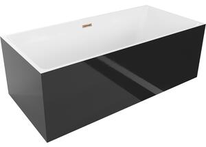 Mexen Nita, volně stojící vana 170 x 80 cm, bílá-černá, růžové zlato přepad, 52091708075-60
