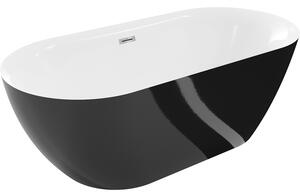 Mexen Roxy, volně stojící vana 170 x 80 cm, bílá-černá, chromový přepad, 51201708075-01