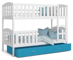 Dětská patrová postel KUBU 160x80 cm BÍLÁ MODRÁ
