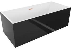 Mexen Vigo, volně stojící vana 178,5 x 80 cm, bílá-černá, růžové zlato přepad, 51251788075-60
