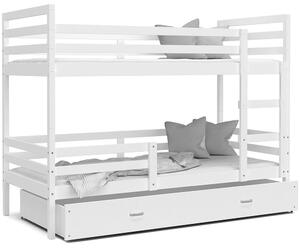 DOBRESNY Dětská patrová postel JACEK 160x80 cm BÍLÁ-BÍLÁ