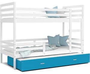 DOBRESNY Dětská patrová postel s přistýlkou JACEK 3 190x80 cm BÍLÁ-MODRÁ