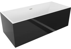 Mexen Vigo, volně stojící vana 178,5 x 80 cm, bílá-černá, broušená ocel přepad, 51251788075-97