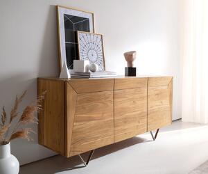 DELIFE Komoda Kayu 145x40x70 cm akácie přírodní 3 dvířka podnož ve tvaru V