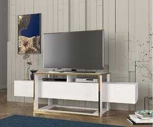 TV stolek/skříňka Biano (bílá + zlatá). 1088673