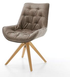 DELIFE Jídelní židle Taimi-Flex mikrovlákno taupe vintage dřevěná podnož hranatá přírodní
