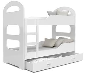 Dětská patrová postel DOMINIK 160x80 BÍLÁ-BÍLÁ