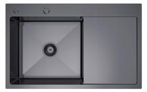 Erga HD, 1-komorový ocelový dřez 780x490x210 mm, levý, grafitová, ERG-MLS-HD7849LB