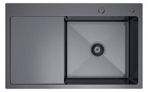 Erga HD, 1-komorový ocelový dřez 780x490x210 mm, pravý, grafitová, ERG-MLS-HD7849RB