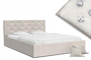 Luxusní manželská postel CRYSTAL krémová 180x200 s dřevěným roštem