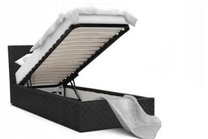Luxusní postel VEGAS černá 90x200 z eko kůže s kovovým roštem