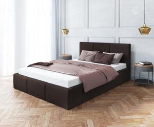 Čalouněná postel AMBER 140x200 Hnědá Trinity s úložným prostorem dřevěný rošt