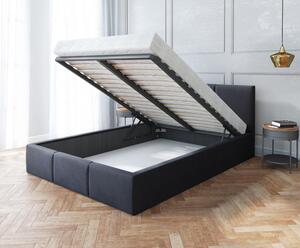 Čalouněná postel AMBER 140x200 Černá Trinity s úložným prostorem kovový rošt