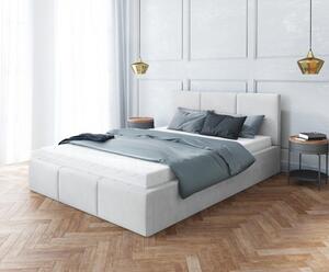 Čalouněná postel AMBER 140x200 Bílá Trinity s úložným prostorem dřevěný rošt