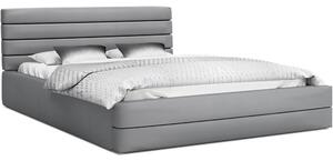 Luxusní manželská postel TOPAZ šedá 180x200 z eko kůže s kovovým roštem