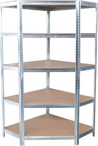 Policové regály RAT80, do rohu, rohový regál, kov, MDF, 5 polic, 180x90x40 cm, max. 150 kg/polika
