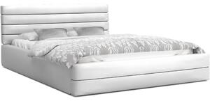 Luxusní manželská postel TOPAZ bílá 180x200 z eko kůže s kovovým roštem