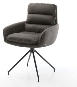 DELIFE Jídelní židle Abelia-Flex s područkami mikrovlákno antracit vintage křížová podnož zúžená černá