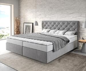 DELIFE Boxspring postel Dream-Great 180x200 cm mikrovlákno šedá s matrací a topperem