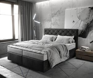 DELIFE Boxspring postel Dream-Great 160x200 cm mikrovlákno antracitová vintage s matrací a topperem