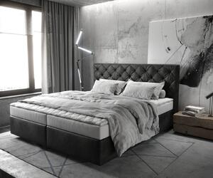 DELIFE Boxspring postel Dream-Great 180x200 cm mikrovlákno antracitová vintage s matrací a topperem