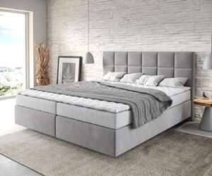 DELIFE Boxspring postel Dream-Fine 180x200 cm mikrovlákno šedá s matrací a topperem