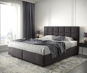 DELIFE Boxspring postel Dream-Fine 180x200 cm mikrovlákno černá s matrací a topperem