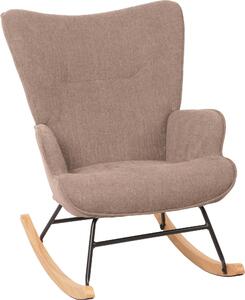 Houpací křeslo HWC-N14, houpací křeslo polohovací křeslo TV křeslo, masivní dřevo kov tkanina/textil 320g/m² hndý