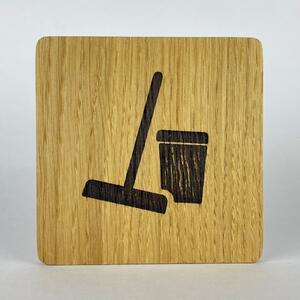 Wook | dřevěná cedulka na dveře s piktogramem provedení: úklidová místnost