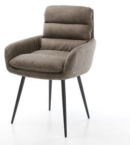 DELIFE Jídelní židle Abelia-Flex s područkami mikrovlákno taupe vintage 4-nohá zúžená černá