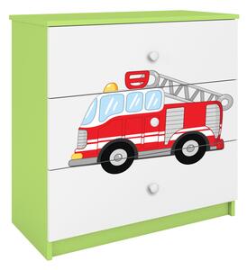 Kocot kids Komoda Babydreams 80 cm hasičské auto zelená