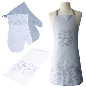 Kuchyňské bavlněné rukavice chňapky VERDURE - šedá, 100% bavlna 18x30 cm Essex