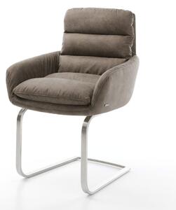 DELIFE Jídelní židle Abelia-Flex s područkami mikrovlákno taupe vintage jídelní židle plochý nerezová ocel