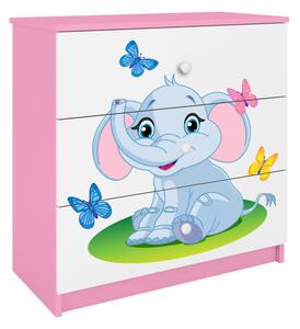 Kocot kids Komoda Babydreams 80 cm slon s motýlky růžová