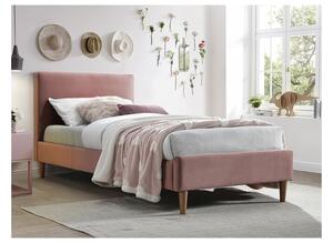Růžová jednolůžková postel ACOMA VELVET 90 x 200 cm