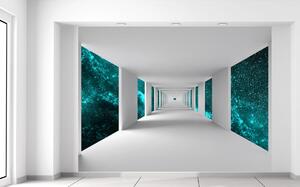 Fototapeta Chodba a tyrkysový vesmír Materiál: Samolepící, Velikost: 200 x 150 cm