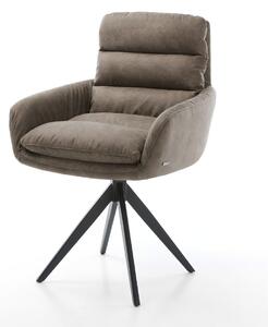 DELIFE Jídelní židle Abelia-Flex s područkami mikrovlákno taupe vintage křížová podnož hranatá černá
