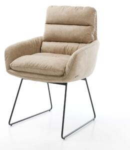 DELIFE Jídelní židle Abelia-Flex s područkami mikrovlákno béžová vintage tenká podnož černá
