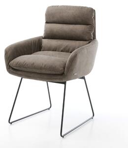 DELIFE Jídelní židle Abelia-Flex s područkami mikrovlákno taupe vintage tenká podnož černá