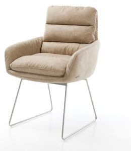 DELIFE Jídelní židle Abelia-Flex s područkami mikrovlákno béžová vintage tenká podnož nerezová ocel