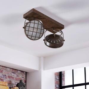 Lindby bodovka Tamin, barva rez, 2 žárovky, sklo, G9, stmívatelný, Hnědá / rez, Obývací pokoj / jídelna, kov, Industriální design, Stropní svítidlo