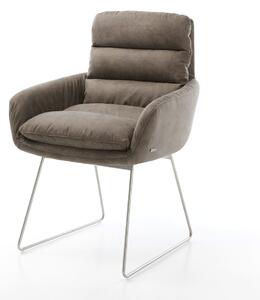 DELIFE Jídelní židle Abelia-Flex s područkami mikrovlákno taupe vintage tenká podnož nerezová ocel