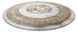 Makro Abra Kulatý koberec EMERALD 1011 Luxusní Řecký vzor krémový zlatý Rozměr: průměr 160 cm