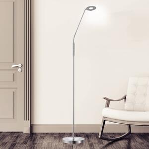 FISCHER & HONSEL Stojací lampa LED Dent, jednosvítidlo, nikl, stmívatelný, Hliník / šedá / zinek, Obývací pokoj / jídelna, kov, Moderní