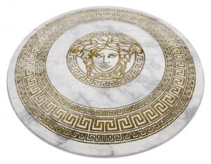 Makro Abra Kulatý koberec EMERALD 1011 Luxusní Řecký vzor krémový zlatý Rozměr: průměr 120 cm