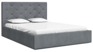 Luxusní postel MAOMA 140x200 s kovovým zdvižným roštem TMAVĚ ŠEDÁ